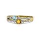 3 - Zaira Aquamarine and Citrine with Side Diamonds Split Shank Ring 