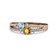 3 - Zaira Aquamarine and Citrine with Side Diamonds Split Shank Ring 