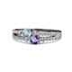 3 - Zaira Aquamarine and Iolite with Side Diamonds Split Shank Ring 