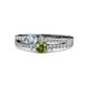 3 - Zaira Aquamarine and Peridot with Side Diamonds Split Shank Ring 
