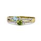 3 - Zaira Aquamarine and Peridot with Side Diamonds Split Shank Ring 