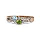 3 - Zaira Aquamarine and Peridot with Side Diamonds Split Shank Ring 