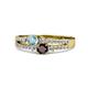 3 - Zaira Aquamarine and Red Garnet with Side Diamonds Split Shank Ring 