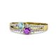 3 - Zaira Aquamarine and Amethyst with Side Diamonds Split Shank Ring 