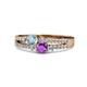 3 - Zaira Aquamarine and Amethyst with Side Diamonds Split Shank Ring 