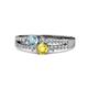 3 - Zaira Aquamarine and Yellow Sapphire with Side Diamonds Split Shank Ring 