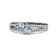 3 - Zaira Aquamarine with Side Diamonds Split Shank Ring 