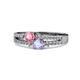 3 - Zaira Pink Tourmaline and Tanzanite with Side Diamonds Split Shank Ring 