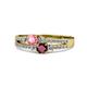 3 - Zaira Pink Tourmaline and Ruby with Side Diamonds Split Shank Ring 