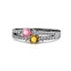 3 - Zaira Pink Tourmaline and Citrine with Side Diamonds Split Shank Ring 