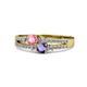 3 - Zaira Pink Tourmaline and Iolite with Side Diamonds Split Shank Ring 