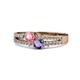 3 - Zaira Pink Tourmaline and Iolite with Side Diamonds Split Shank Ring 