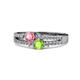3 - Zaira Pink Tourmaline and Peridot with Side Diamonds Split Shank Ring 