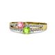 3 - Zaira Pink Tourmaline and Peridot with Side Diamonds Split Shank Ring 