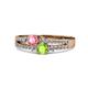 3 - Zaira Pink Tourmaline and Peridot with Side Diamonds Split Shank Ring 