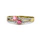 3 - Zaira Pink Tourmaline and Rhodolite Garnet with Side Diamonds Split Shank Ring 
