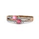 3 - Zaira Pink Tourmaline and Rhodolite Garnet with Side Diamonds Split Shank Ring 