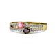 3 - Zaira Pink Tourmaline and Red Garnet with Side Diamonds Split Shank Ring 