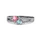 3 - Zaira Pink Tourmaline and Aquamarine with Side Diamonds Split Shank Ring 