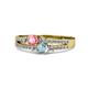 3 - Zaira Pink Tourmaline and Aquamarine with Side Diamonds Split Shank Ring 