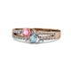 3 - Zaira Pink Tourmaline and Aquamarine with Side Diamonds Split Shank Ring 