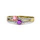 3 - Zaira Pink Tourmaline and Amethyst with Side Diamonds Split Shank Ring 