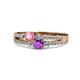 3 - Zaira Pink Tourmaline and Amethyst with Side Diamonds Split Shank Ring 