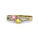 3 - Zaira Pink Tourmaline and Yellow Sapphire with Side Diamonds Split Shank Ring 