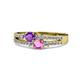 3 - Zaira Amethyst and Pink Sapphire with Side Diamonds Split Shank Ring 