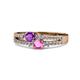 3 - Zaira Amethyst and Pink Sapphire with Side Diamonds Split Shank Ring 