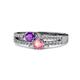3 - Zaira Amethyst and Pink Tourmaline with Side Diamonds Split Shank Ring 