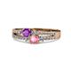 3 - Zaira Amethyst and Pink Tourmaline with Side Diamonds Split Shank Ring 