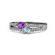 3 - Zaira Amethyst and Aquamarine with Side Diamonds Split Shank Ring 