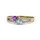 3 - Zaira Amethyst and Aquamarine with Side Diamonds Split Shank Ring 