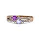 3 - Zaira Amethyst and Tanzanite with Side Diamonds Split Shank Ring 