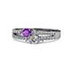 3 - Zaira Amethyst and Diamond with Side Diamonds Split Shank Ring 