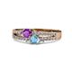 3 - Zaira Amethyst and Blue Topaz with Side Diamonds Split Shank Ring 