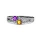 3 - Zaira Amethyst and Citrine with Side Diamonds Split Shank Ring 