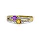 3 - Zaira Amethyst and Citrine with Side Diamonds Split Shank Ring 