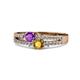 3 - Zaira Amethyst and Citrine with Side Diamonds Split Shank Ring 
