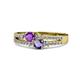 3 - Zaira Amethyst and Iolite with Side Diamonds Split Shank Ring 