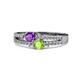 3 - Zaira Amethyst and Peridot with Side Diamonds Split Shank Ring 