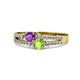 3 - Zaira Amethyst and Peridot with Side Diamonds Split Shank Ring 