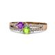 3 - Zaira Amethyst and Peridot with Side Diamonds Split Shank Ring 