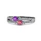3 - Zaira Amethyst and Rhodolite Garnet with Side Diamonds Split Shank Ring 