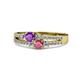 3 - Zaira Amethyst and Rhodolite Garnet with Side Diamonds Split Shank Ring 