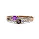 3 - Zaira Amethyst and Red Garnet with Side Diamonds Split Shank Ring 