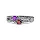 3 - Zaira Amethyst and Ruby with Side Diamonds Split Shank Ring 
