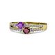 3 - Zaira Amethyst and Ruby with Side Diamonds Split Shank Ring 