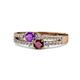 3 - Zaira Amethyst and Ruby with Side Diamonds Split Shank Ring 